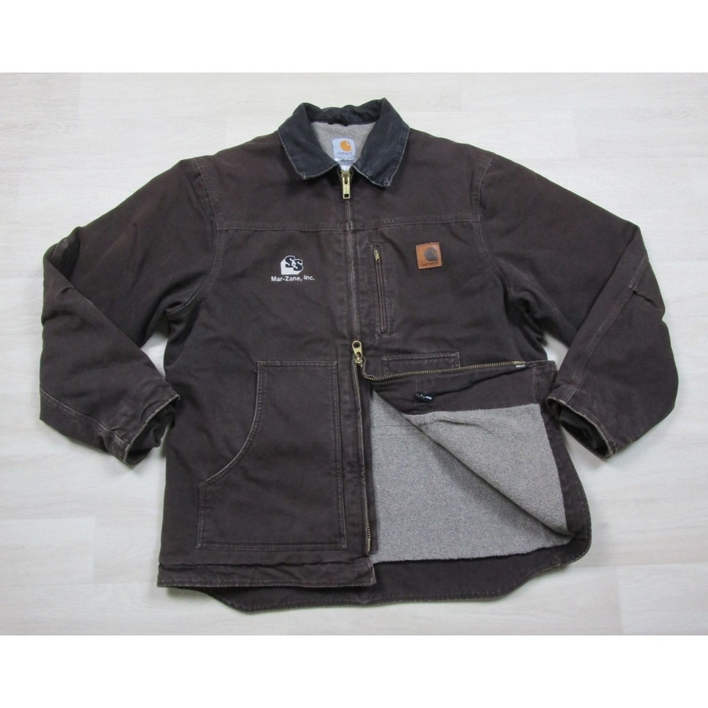 Vintage Y2K Carhartt Sandstone Ridge Coat Mens (L) Workwear Sherpa Lined C81 DKB